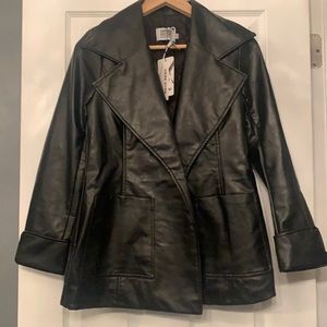 NWT Faux Leather Wrap Coat Lined Spring/Fall  S/M iVogue Couture